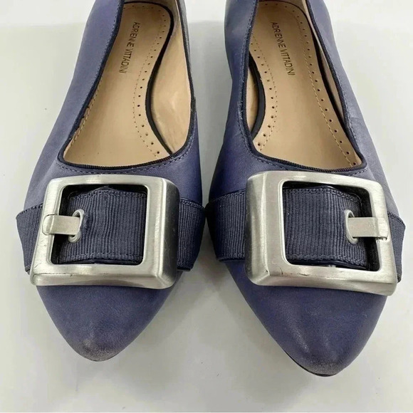 Adrienne Vittadini womens flats size 7 blue leather pointy to buckle balletcore - Picture 3 of 11
